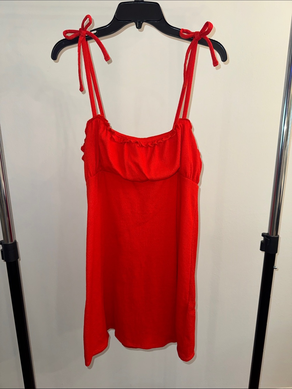 Red Tie-Shoulder Camisole Dress